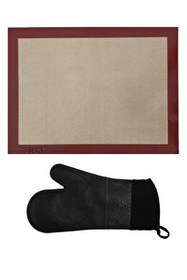 Resim Kitchen Design Lab Yıkanabilir Pişirme Matı Ve Siyah Silikon Yanmaz Mutfak Fırın Eldiveni 