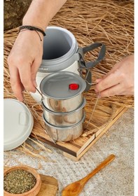 Resim Cooker 3146 Gri Lüx 1,2 Litre Çelik Hazneli 3'lü Yemek Termosu 