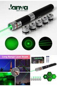 Resim Janva 5 Başlıklı Yeşil Lazer Pointer Pilli 50 Km Etkili (5 Başlıklı) 