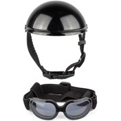 Resim Köpek Güvenliği Binicilik Şapkası Motosiklet Bisiklet Şapkası + Gözlükler Açık Hava Maceraları Kulak Deliği Olan Kask Kask Köpek Sert Şapkası L Mc 