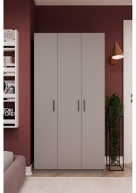 Resim %100 Mdflam 3 Kapaklı Gardrop 90cm G-07 Kül Gri 