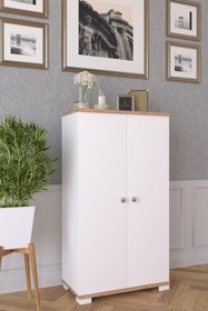 Resim Remaks 2 Kapaklı Çok Amaçlı Mutfak, Banyo, Kiler Dolabı Meşe / Beyaz 