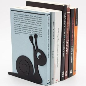 Resim Salyangoz Figürlü Metal Kitap Desteği - Kitap Tutucu - Ev Ve Ofis Dekoratif Aksesuar 2 Li Set Siyah 