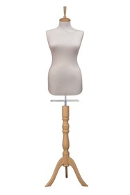 Resim Manken İstanbul Sünger Iğne Batabilen 38 Beden Beyaz Kumaşlı Ahşap Ayaklı Terzi Mankeni Prova Mankeni Po-01 