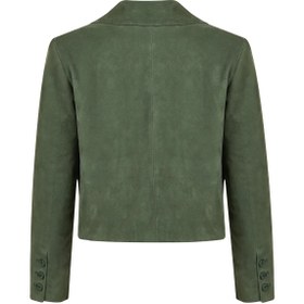 Resim Cassandra Kadın Yeşil Slim-fit Süet Deri Ceket - Yeşil / L 