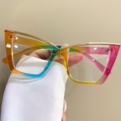 Resim Moda Gözlükler Kedi Gözü Çerçeve Şeffaf Lens Bilgisayar Gözlüğü Kadın Erkek 