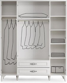 Resim Erezogullari_Mobilya Irmak 4 Kapılı 2 Çekmeceli Gardrop Elbise Dolabı 160X48X195Cm 