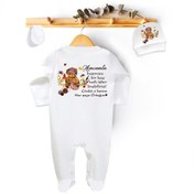 Resim Niles Baby design for baby Amca Yazılı Tulum Set Başınıza Tatlı Işler Yazılı (tulum Bere Eldiven) 