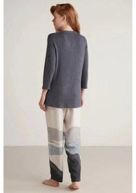 Resim Nautıca W604 Kadın Patlı V Yaka Uzun Kollu Pijama Takımı - Lacivert Lacivert 