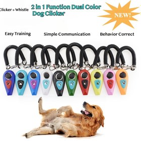 Resim Çift Renkli 2'si 1 Arada Köpek Eğitim Tıklama Cihazı ve Düdük - Uzun Siyah Kayış, Dayanıklı Plastik, Davranış Düzeltme ve Pozitif Teşvik için Kolay İletişim, Evcil Hayvan Eğitim Araçları | İletişim Yardımı | Hafif Tıklama Cihazı, Köpek Tıklama Cihazı 