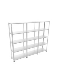 Resim Raf Burada 5 Katlı 3'lü Galvaniz Çelik Raf - Depo, Arşiv, Kiler, Dosya, Market Rafı-43x75 cm-250 cm-1.50 mm 