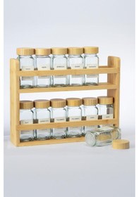 Resim Mien Bambu Standlı Bambu Kapaklı Baharatlık 25 Parça Tezgah Üstü Bambu 