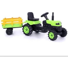 Resim Pedallı Traktör Römorklu Yeşil 