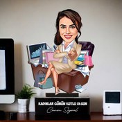 Resim Dağınık Çalışan Borsacı Kadın Karikatürlü Biblo 