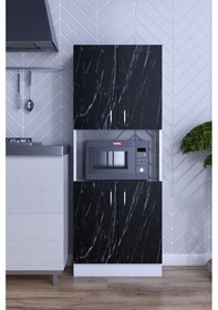 Resim Nisan Cok Amaçlı Kapaklı Şık Mikrodalga Fırın Dolabı Siyah 