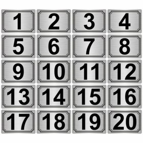 Resim Özarslan Dizayn 10x15cm Metal Yapışkanlı Numara (1..20) 20 Adet Gümüş Renk Metal 