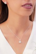 Resim ATEŞ GOLD Gümüş Set 925 Ayar Zirkon Taşlı Top Kolye Küpe 