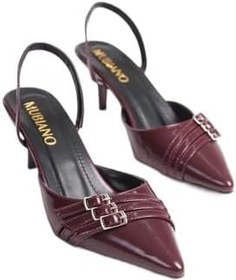 Resim Mbhrn720-brd Kadın Arkası Açık Sivri Burun Rugan Bordo Stiletto & Topuklu Ayakkabı, Bordo, 3 