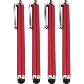 Resim Universal Stylus Kalem 4'lü Mikrofiber Yüksek Hassasiyetli Kapasitif Kalem Kolay Taşıma Için Gömlek Klipsli Kırmızı (Yurt Dışından) 