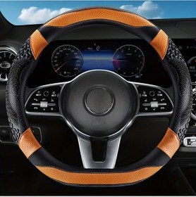 Resim Xuweiwei Dayanıklı Orange 15 Inç D Tipi Süet Deri Direksiyon Kılıfı Kaymaz Tutuş Perfore Tasarım Konforlu Ve Sağlam - 