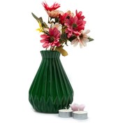 Resim Carmen Soft Küçük Tırtıklı Vazo - Yeşil - 17x13 cm 