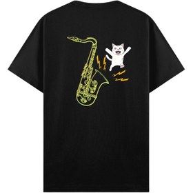 Resim Saksafon Kedo - Regular T-Shirt - Siyah / 2XL 