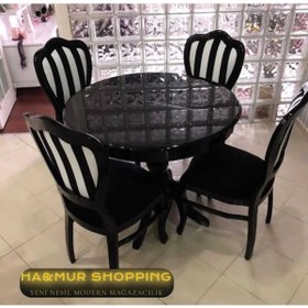 Resim HAMUR SHOPPİNG Hamur Masa Sandalye Siyah Desenli 