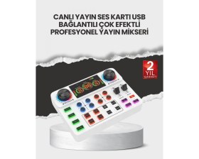Resim Marsilyan Çok Efektli Canlı Yayın Ses Mikseri Usb Ve Kablosuz Uyumlu 