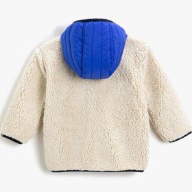 Resim Erkek Bebek Canavar Görünümlü Peluş Kapüşonlu Sweatshirt Fermuarlı 