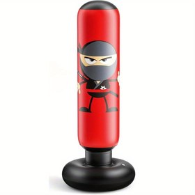 Resim GMMLAIJH Şişme Boks Torbası, Ayakta Durabilen Taban ve Dövüş Sanatları Tasarımı - Ağır Hizmet Tipi PVC Boks/Karate/Taekwondo Eğitim Ekipmanı, Kırmızı/Siyah, Taşınabilir Şişirme Uyumlu, & için İdeal Hediye 