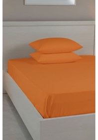 Resim %100 Pamuk Ranforce Premium Çift Kişilik Çarşaf Seti - Turuncu Turuncu 