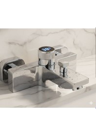 Resim Termostatik Dijital Banyo Bataryası Krom 