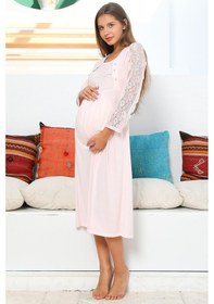 Resim Lohusa Sepeti Lohusasepeti Mommysh 55103 Elegance Dantel Kollu Lohusa Gecelik 001 