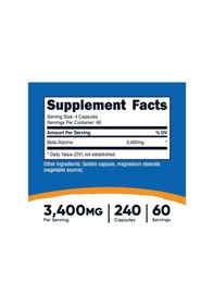 Resim Nutricost, Beta-alanine, 3,400 Mg, 240 Capsul. Tr Tek Yetkili... 