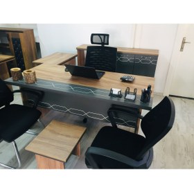 Resim OFİSMOBİLYA Ofis Mobilyasi Takimi Fileli Koltuklar Dahil 7 Parça Set Sedef Masa Takımı 