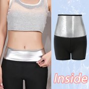 Resim Kadınlar için bir çift sauna şortu, nemi uzaklaştıran bel spor pantolonu, atletik şort, yoga, koşu ve fitness için uygundur. 