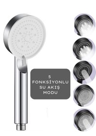 Resim Krom 5 Fonksiyonlu Yüksek Basınçlı Ayarlanabilir Duş Başlığı Krom 