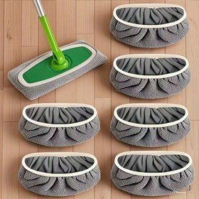 Resim 6 Adet Yeniden Kullanılabilir Mop Pedleri: Yıkanabilir, Dayanıklı, Yüksek Emici, Hem Kuru hem de Islak Temizlik için Uygun, Beyaz Kenarlı Yuvarlak Tasarımlı Gri Polyester Lif, Etkili Zemin Bakımı| Detaylı Yüzey| Yüksek Emicilik Materyal 