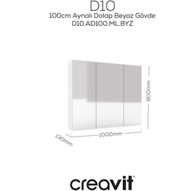 Resim Creavit D10 100 cm Melamin Aynalı Dolap Beyaz 