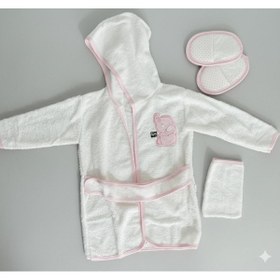 Resim Gökçe Bebe Kız Bebek Filli Bornoz Takımı 4'lü Set Pembe 