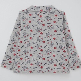 Resim Breeze Kız Çocuk Pijama Takımı Kraliçe Kedicik & Çilek Desenli 7-11 Yaş, Açık Gri Melanj 
