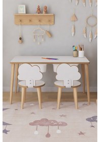 Resim Çocuk Oyun Aktivite Masası 2 Sandalyeli Çekmeceli Çocuk Masası - Bulut Çok Renkli 