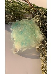 Resim Soft Sarı Ve Yeşil Sim Süslü Dalgalı Kare Epoksi Bardak Altlığı Soft Sarı 