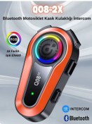 Resim Q08-2x Rgb Işık Efektli İntercom Bluetooth Motosiklet Kask Kulaklığı İntercom Kulaklık 