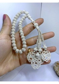 Resim Gümüş Kazaziye El İşçiliği Aşk Düğümü Dört Sallantılı Orta Boy Tesbih- Hediyelik- Özel Ürün 