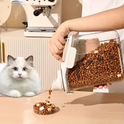 Resim 67.63/101.44 Oz Kapalı Pet Gıda Saklama Kabı - Nem Dirençli, Şeffaf, Ölçü Kupası ve Tutma Sapı ile birlikte gelir - Köpekler ve Kediler için Kuru Gıda Düzenlenmesi için Mükemmel, Kabı Beslemek Kolay, Dayanıklı PP Malzeme, Pet Gıda Saklama Kabı 