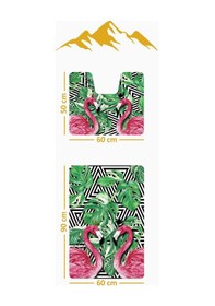 Resim Modern Desenli Dijital Baskı 3 Lü Banyo Paspas Takımı Yıkanabilir Kaymaz Tabanlı Klozet Takımı Klz0008 Renkli 