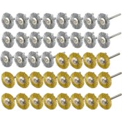 Resim Spibicyy 40 Parça Mini Tel Fırça Tekerlek Fincan Pirinç Çelik Tel Fırça Seti (3mm) Güç Dremel Döner Aracı Sap Parlatma Buff (Yurt Dışından) 
