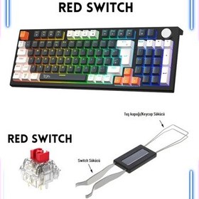 Resim Mkp98-10 Farklı Rainbow-mekanik Gaming Klavye-siyah Red Swıch Abr Kombinasyon 