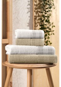 Resim 4 Lü Karaca Serisi Banyo Havlu Seti 70 140 Ve 50 90 Cm Banyo Havlusu Bej Krem Bej - Krem 